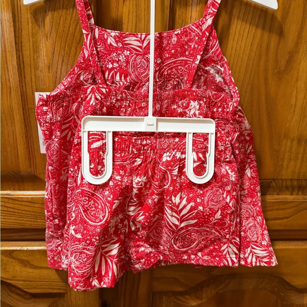 Girls 5T OshKosh B'gosh Red Floral‎ Kids 2 piece Short Set NWT